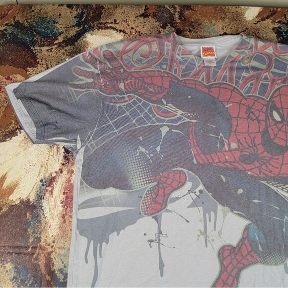 Vintage Spider Man Marvel Shirt AOP All Over Print Comics 2XL RARE 2009 - Picture 2 of 11